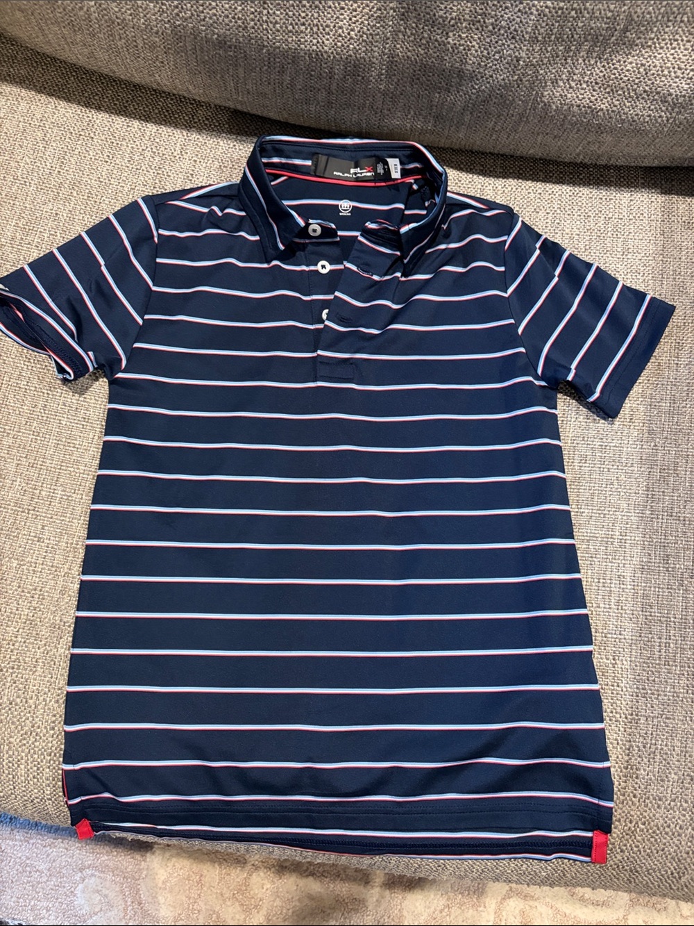 Ralph Lauren Navy Polo performance stretch Stripes (small, 140cm)
